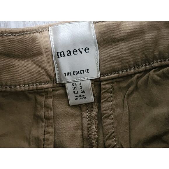 Anthropologie Pants 2 Women's Maeve The Colette Wide Leg Pleated Khaki Nwt $148 - Picture 5 of 13